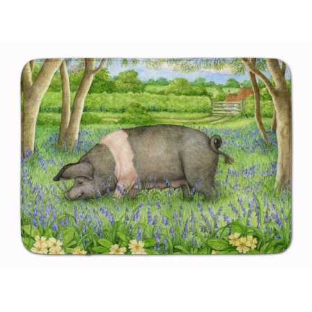 Carolines Treasures Pig in Bluebells by Debbie Cook Machine Washable Memory Foam Mat CDCO0377RUG